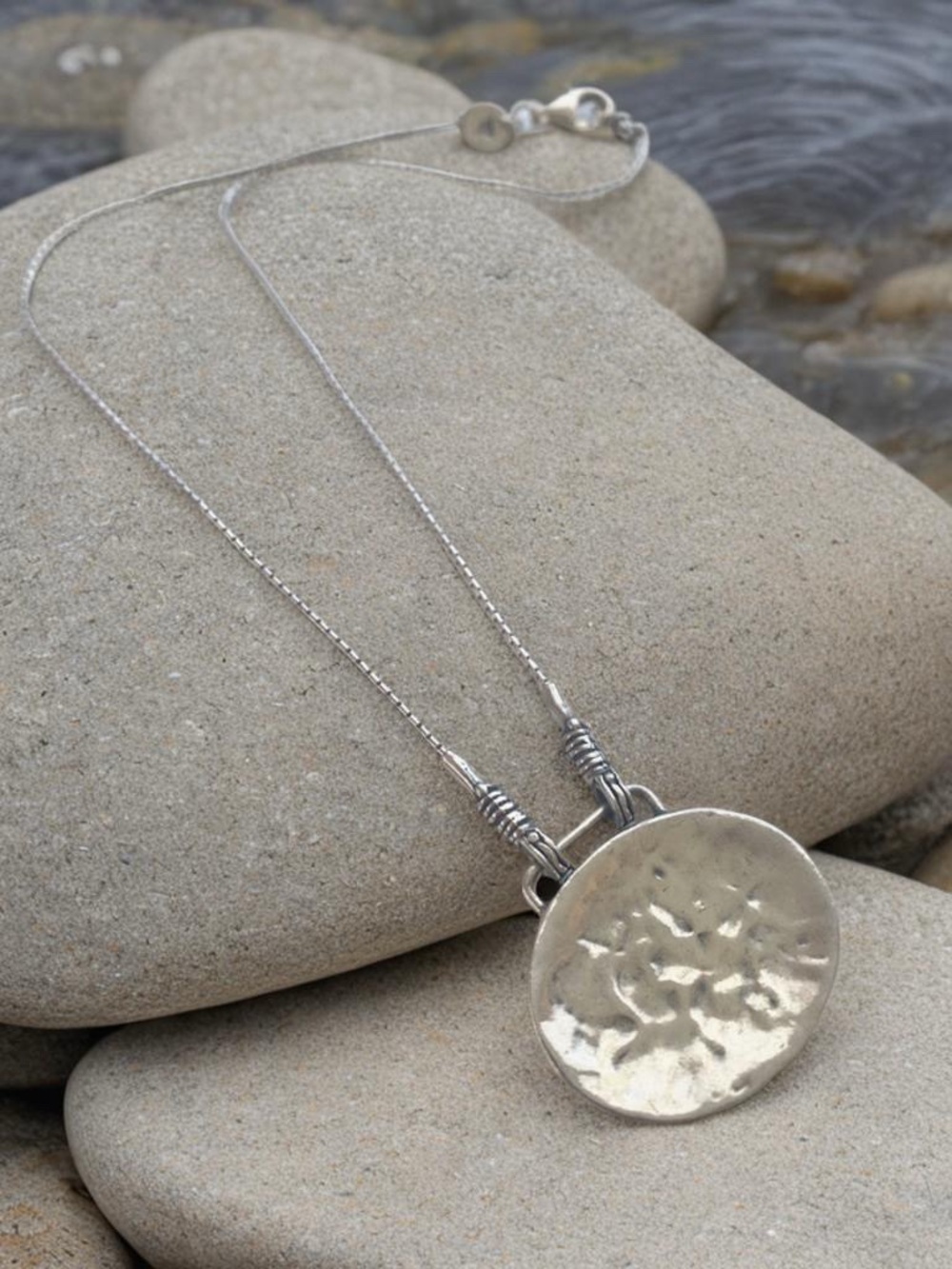 Silpada Sterling Silver Hammered Disc Pendant Necklace N1356.  16.5” inches long - Picture 7 of 7